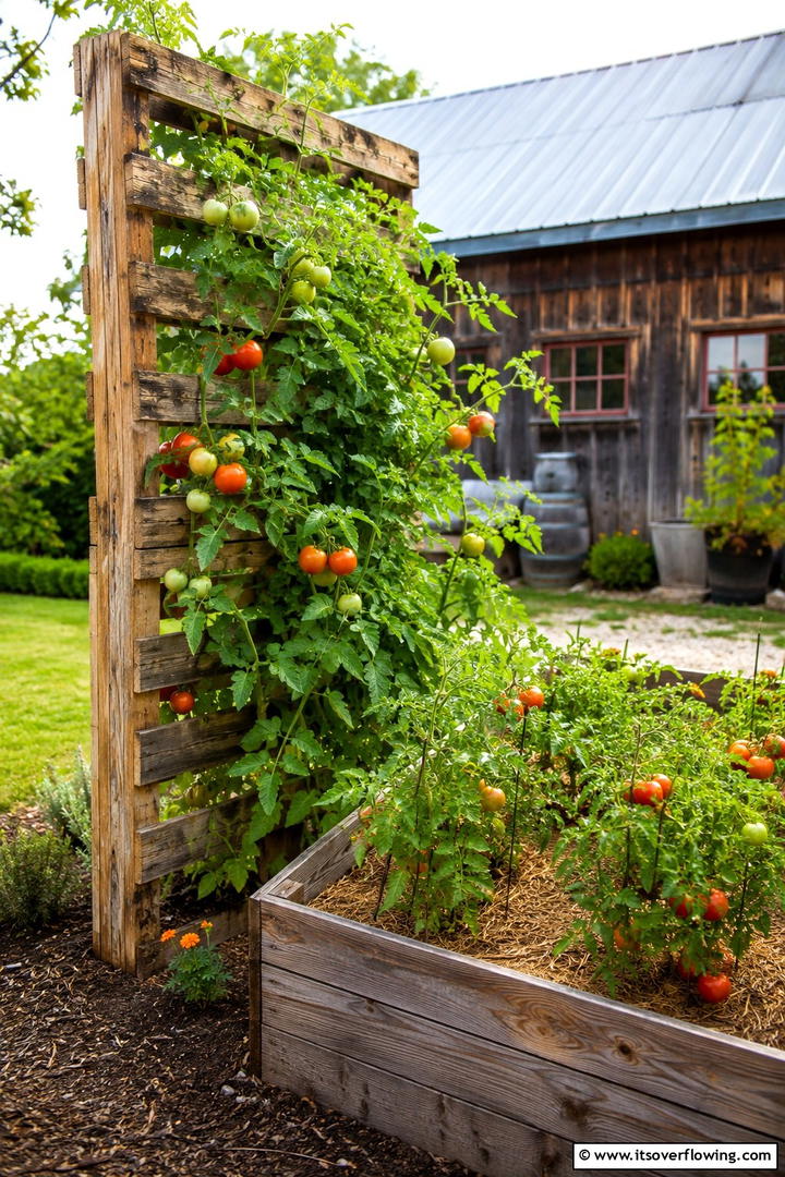 Recycled Pallet Trellis - 30 Tomato Trellis Ideas for Healthy & Space-Saving Gardens