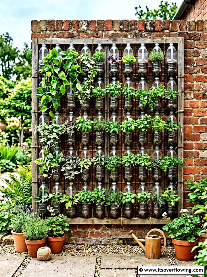 Recycled Plastic Bottle Vertical Garden - 25 upcycled garden ideas for small gardens