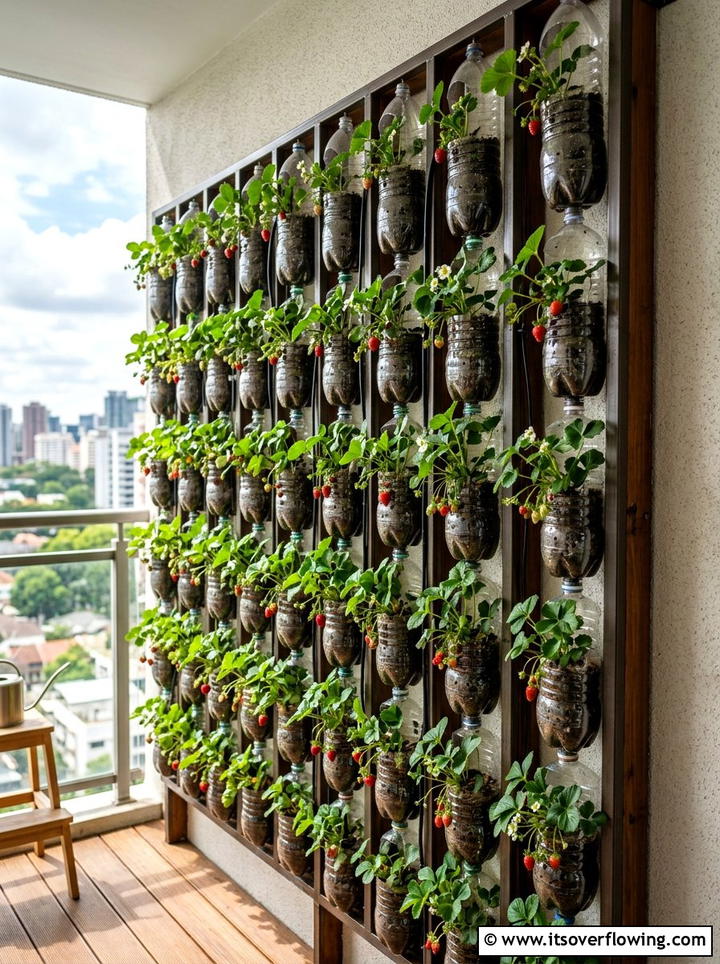 Recycled Plastic Bottle Wall - 25 cheap garden ideas with simple planters