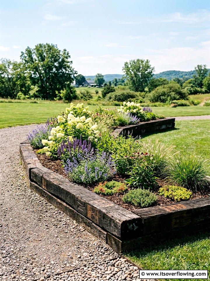 Recycled Railroad Tie Garden Bed - 25 creative garden ideas with reclaimed wood beds