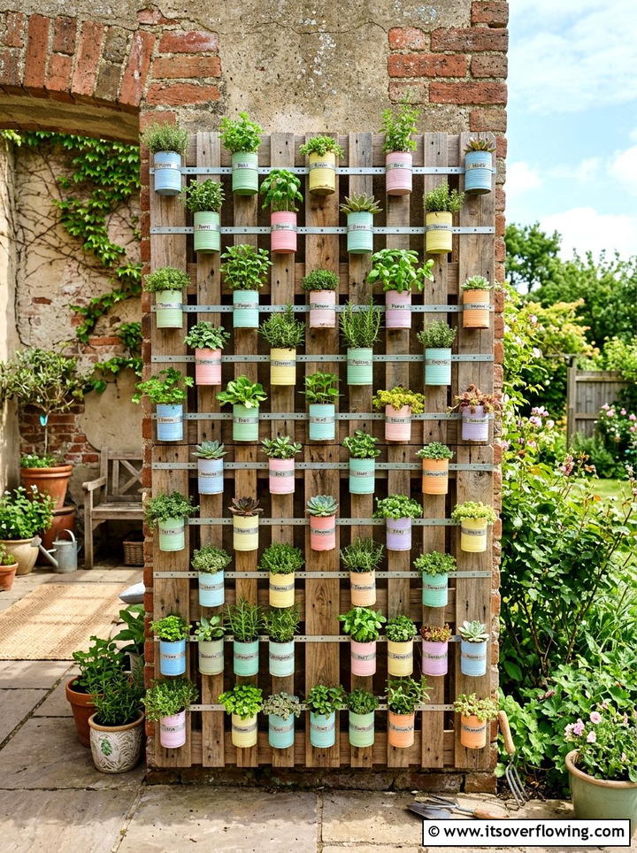 Recycled Tin Can Planters - 25 cheap garden ideas for backyard