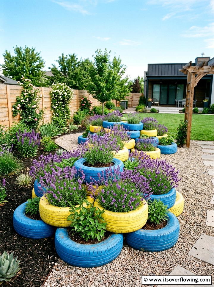 Recycled Tire Flower Bed - 25 recycled garden ideas with gutter garden