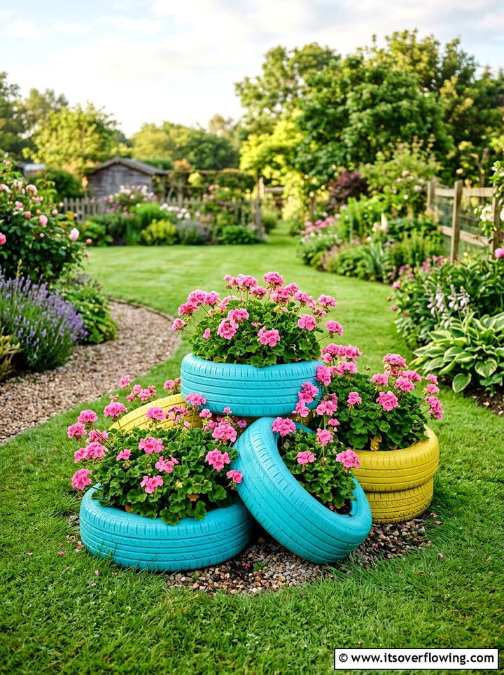 Recycled Tire Planter - 25 creative garden ideas diy