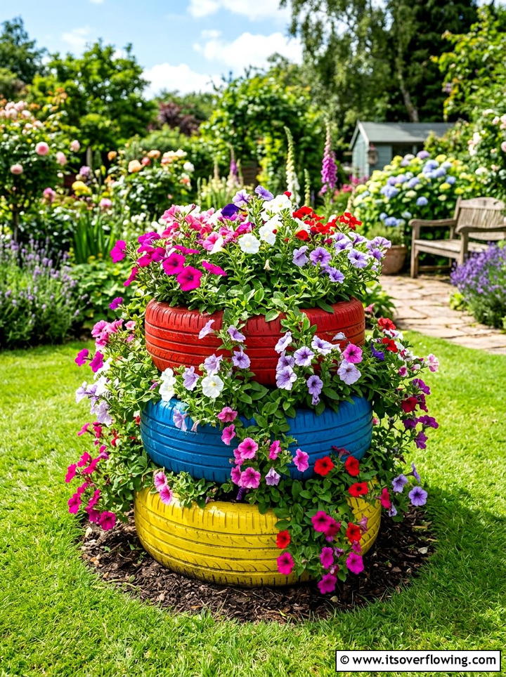 Recycled Tire Planter - 25 garden ideas with pots