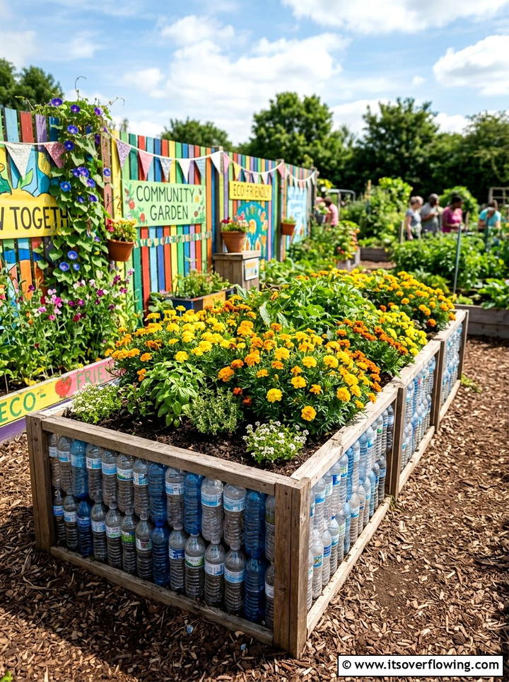 Recycled Water Bottle - 25 upcycled garden ideas with raised beds