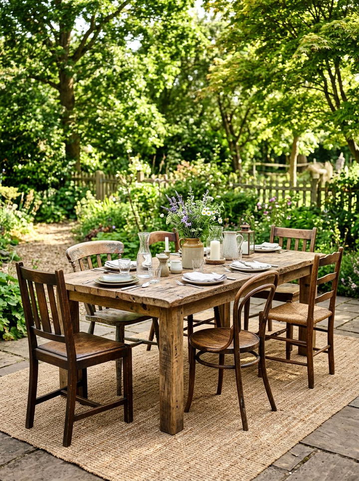 Recycled Wood Dining - 25 backyard decorating ideas with centerpiece tables