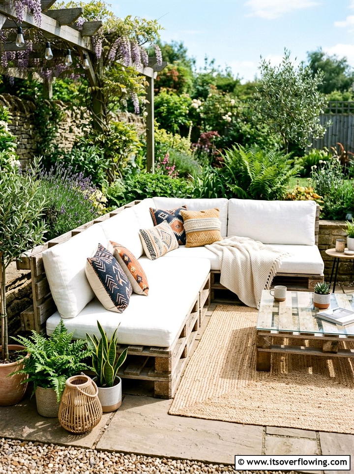 Recycled Wood Pallet Sofa - 25 garden ideas for boho style