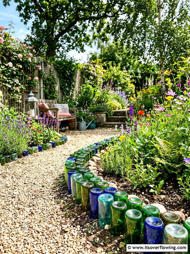 Recycled bottle edging - 25 garden ideas with edging