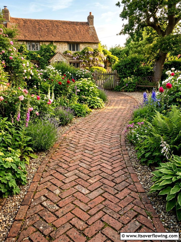 Recycled brick walkway - 25 garden decor ideas with stepping stones
