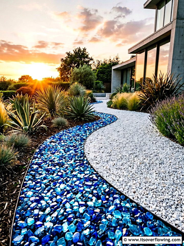 Recycled glass edging - 25 garden ideas with garden edging