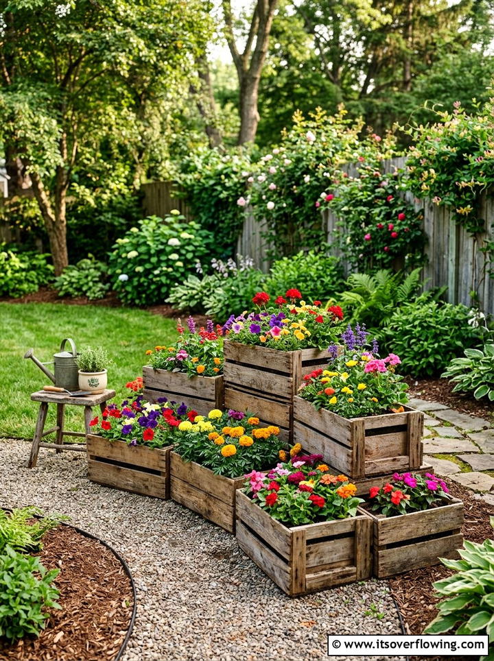 Recycled pallet crate garden - 25 backyard ideas with crate planters
