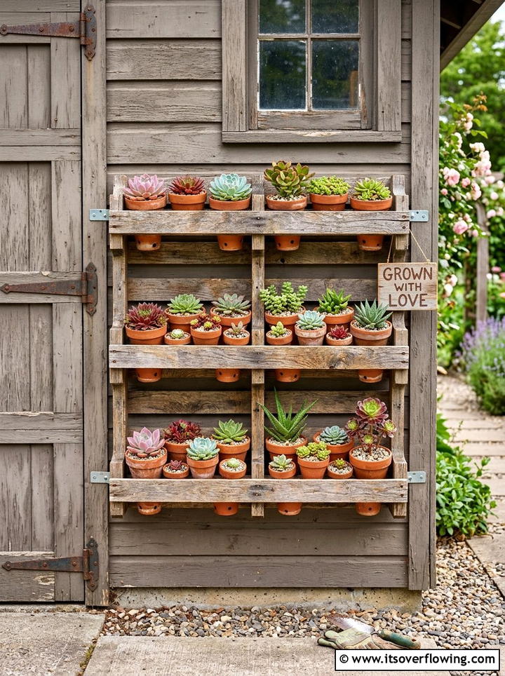 Recycled pallet pot holder - 25 garden design ideas with pot displays