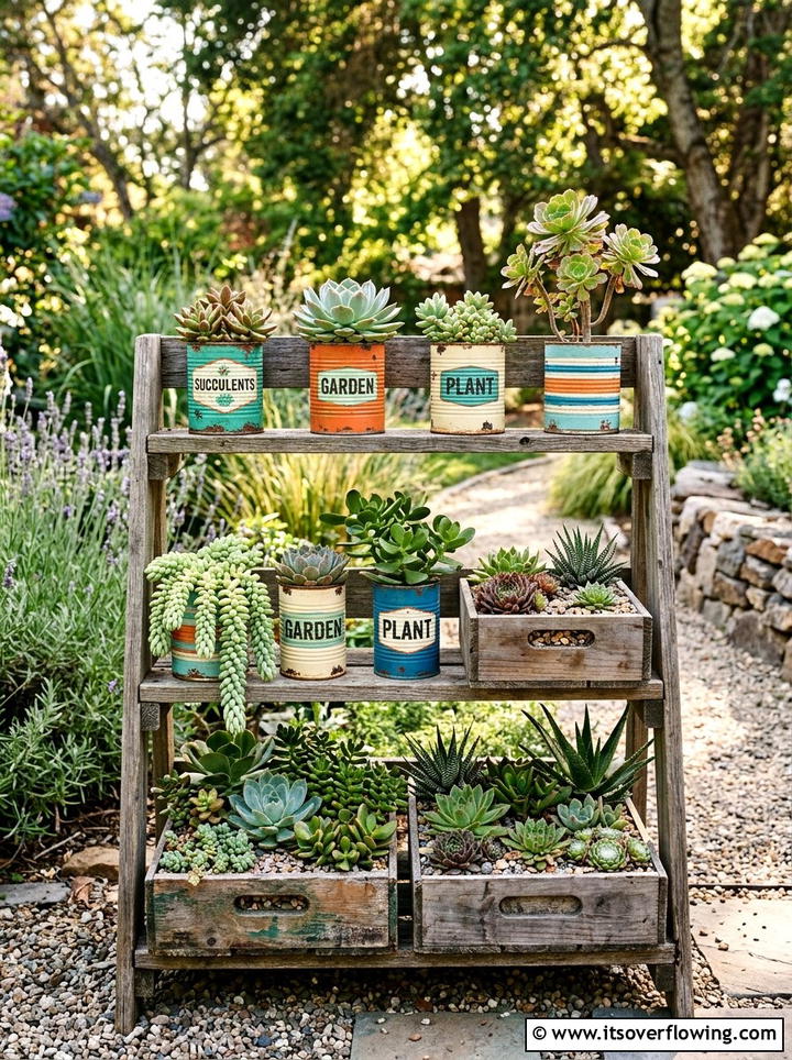 Recycled succulent planter - 25 garden ideas with succulents
