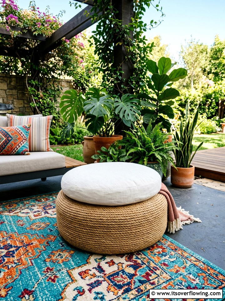 Recycled tire ottoman - 25 upcycled garden ideas on a budget