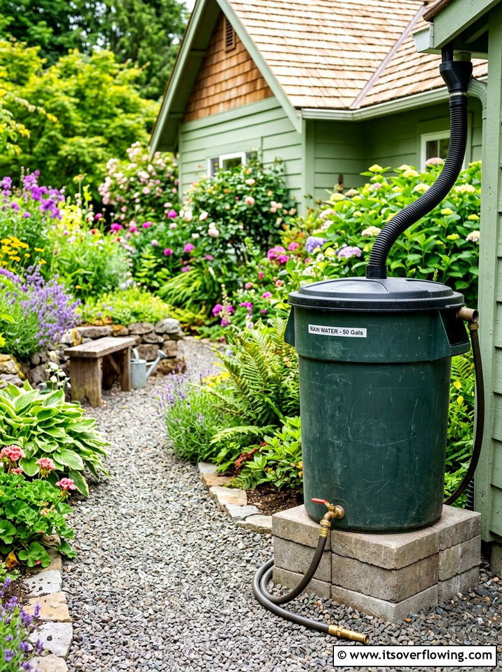 Recycled trash can rain barrel - 25 cheap garden ideas with rain barrels