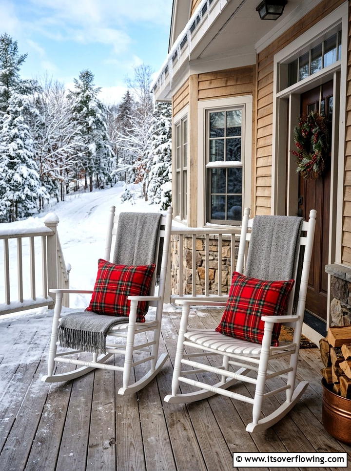 Red Berry Accents - 25 front porch decor ideas with holiday entry styling