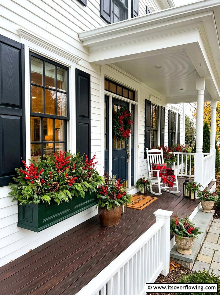 Red Berry Accents - 25 front porch decor ideas for winter