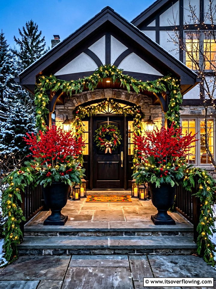 Red Berry Decor - 25 front porch decor ideas for christmas