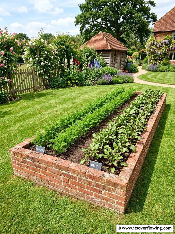 Red Brick Garden - 25 upcycled garden ideas with raised beds