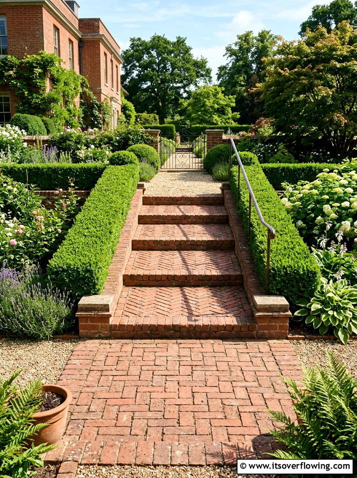 Red Brick Outdoor Stairway - 25 backyard ideas with steps