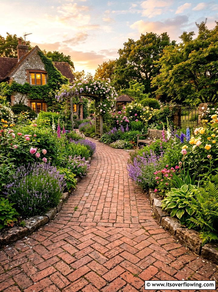 Red Brick Path - 25 cheap garden ideas with pathways