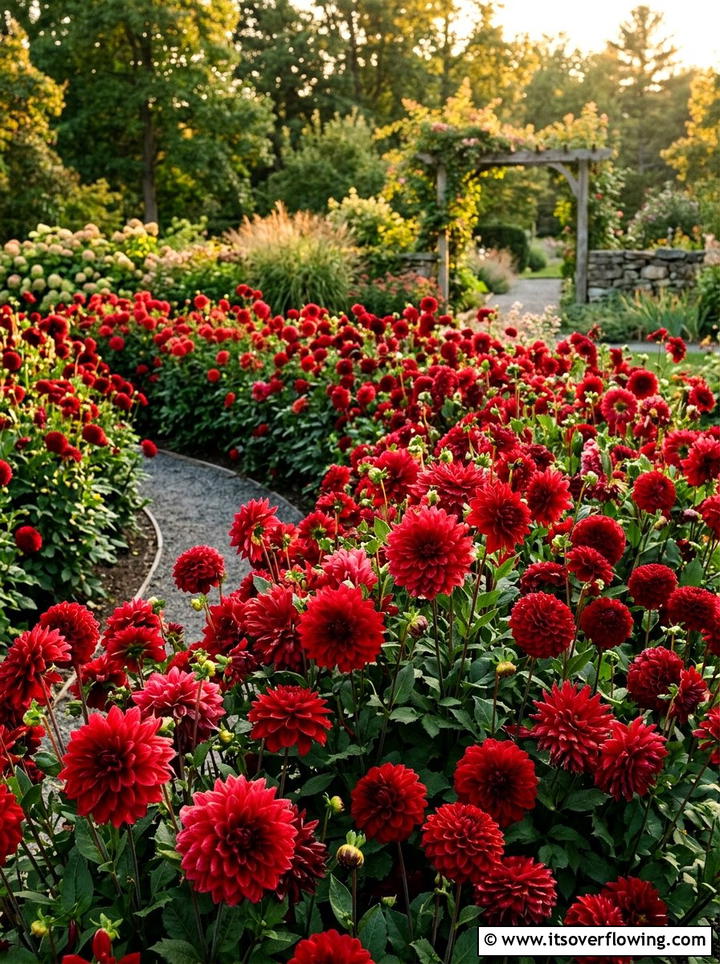 Red Dahlia Garden Patch - 25 garden design ideas with monochrome plants