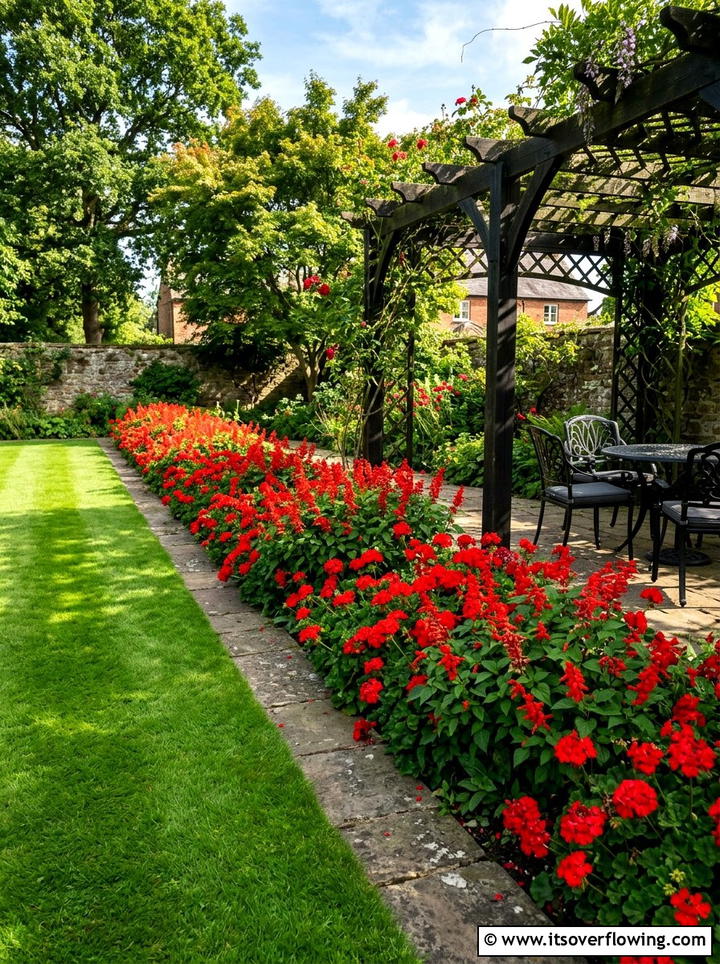 Red Flower Garden Border - 25 garden ideas with border plants