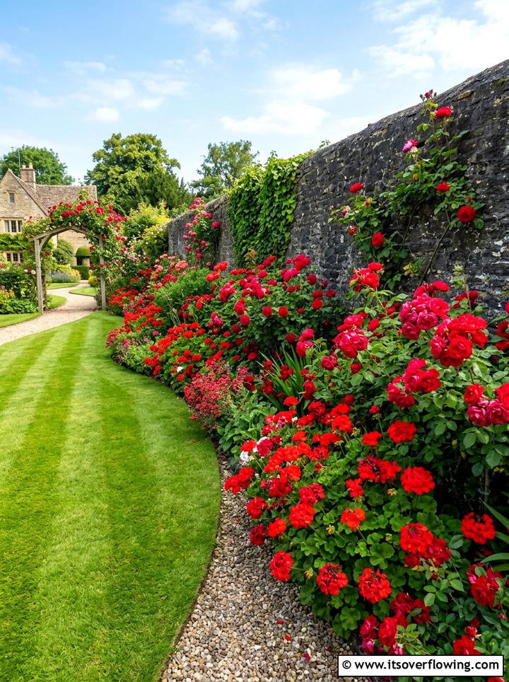 Red Flower Garden Border - 25 garden design ideas with bold contrast