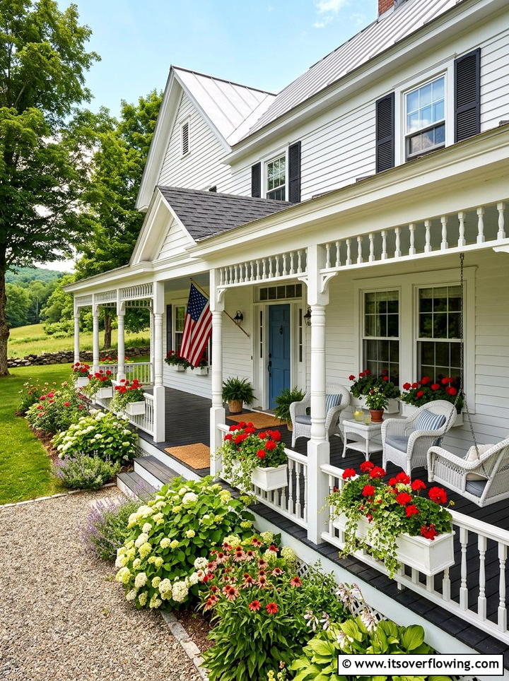 Red Geraniums For Classic Curb Appeal - 25 front porch ideas with low maintenance plants