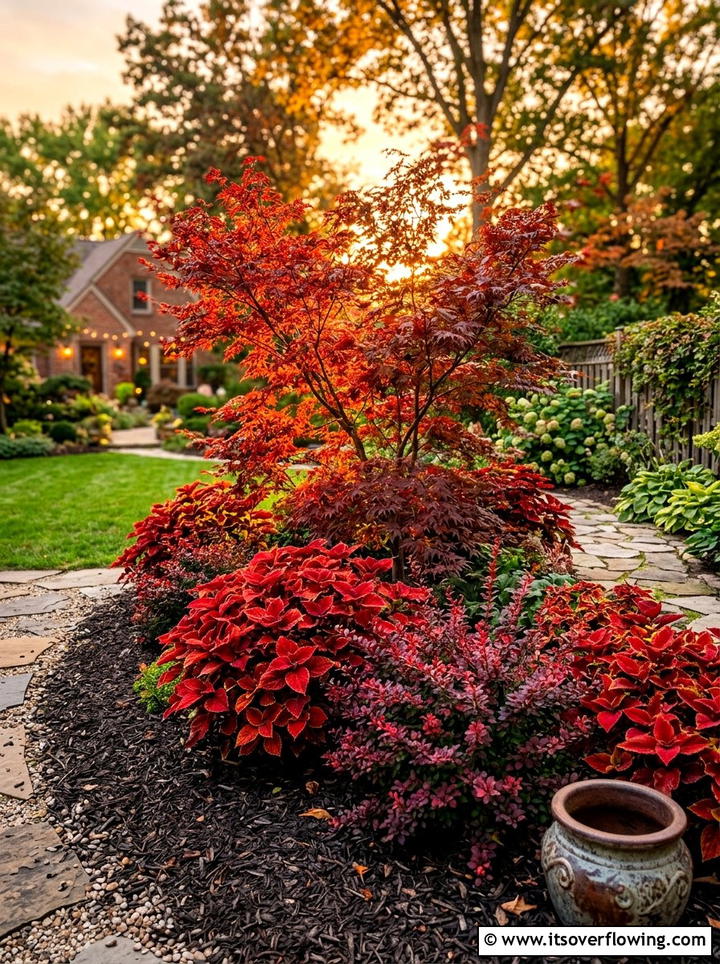Red Leaf Garden Bed - 25 garden design ideas with monochrome plants
