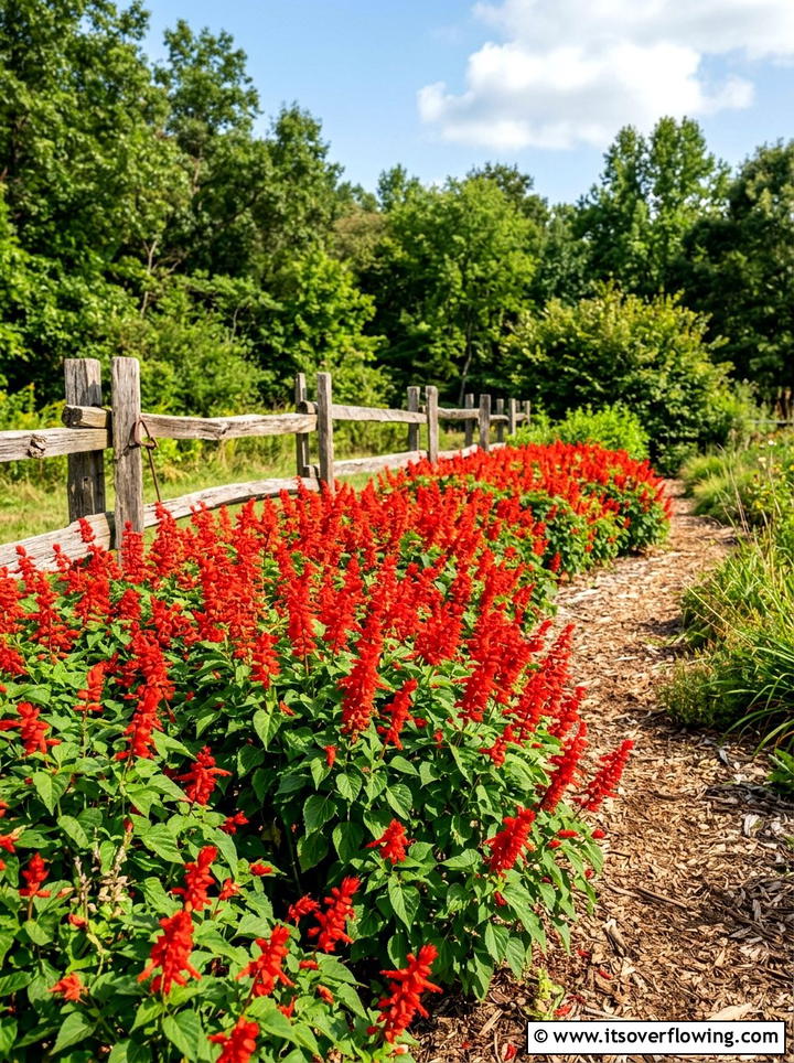 Red Salvia Garden - 25 garden ideas for hummingbirds