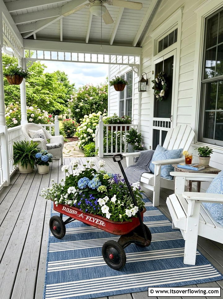 Red Wagon Planter - 25 reusing old things ideas for porch