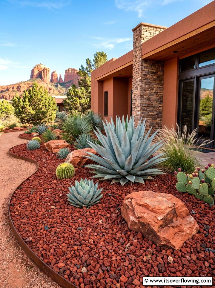Red rock garden bed - 25 garden ideas for desert style