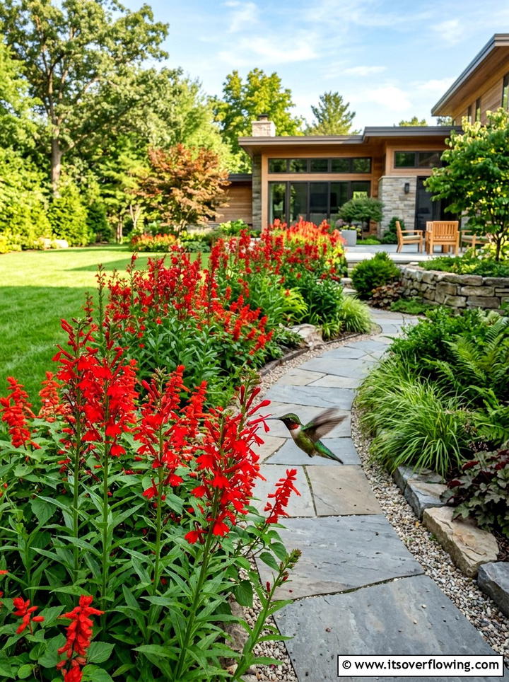 Red tubular flower garden - 25 creative garden ideas with hummingbird plants