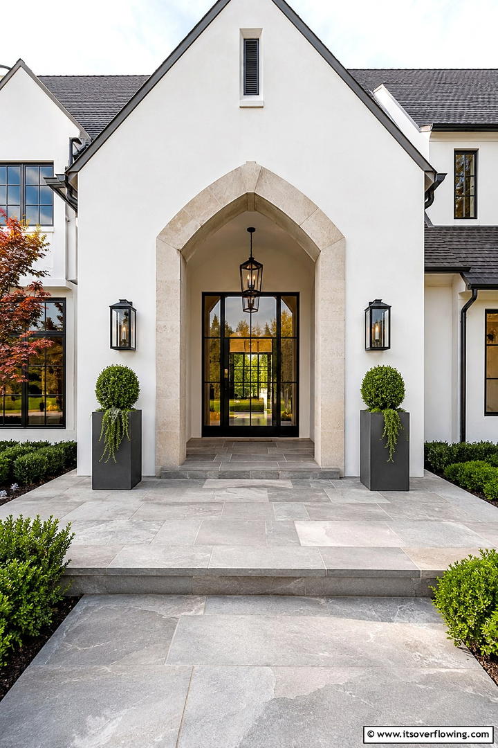 Redefined Archway Statements - 30 Modern Tudor Exterior Ideas for Timeless Curb Appeal