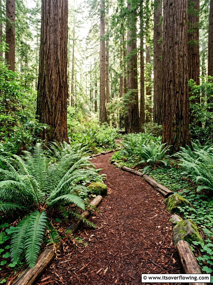 Redwood Bark Path - 25 garden ideas with pathways