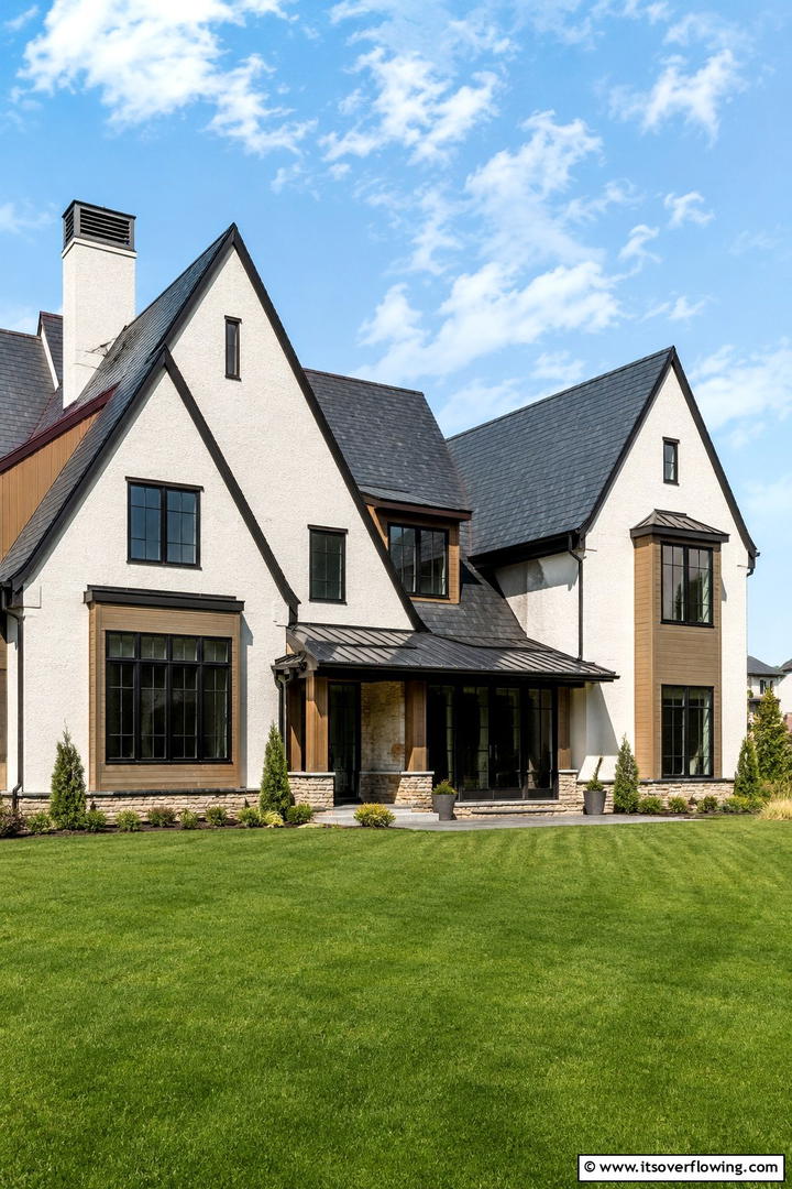 Refined Roof Lines - 30 Modern Tudor Exterior Ideas for Timeless Curb Appeal
