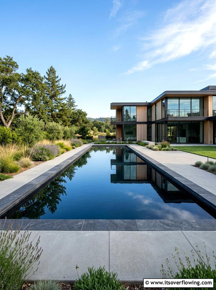 Reflecting pool - 25 garden ideas for minimalist style