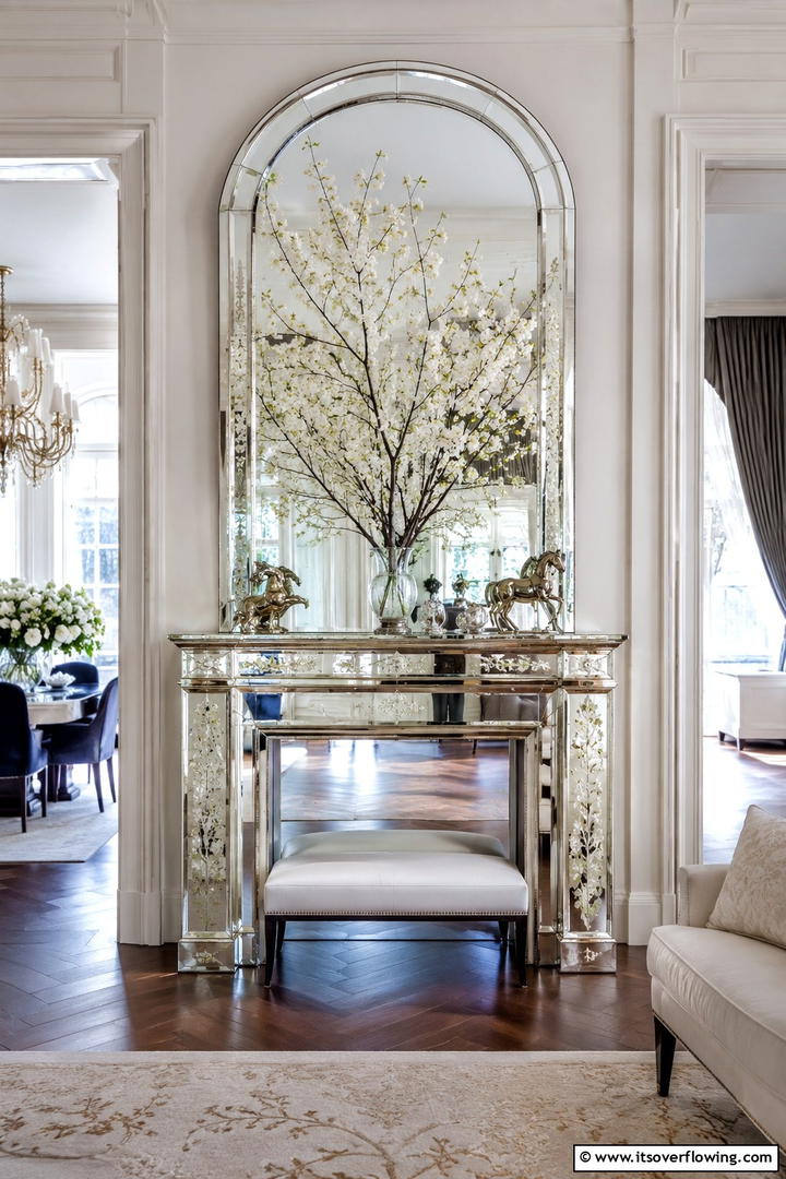 Reflective Artistry - 30 Spring Mantel Decor Ideas for Fresh Seasonal Style