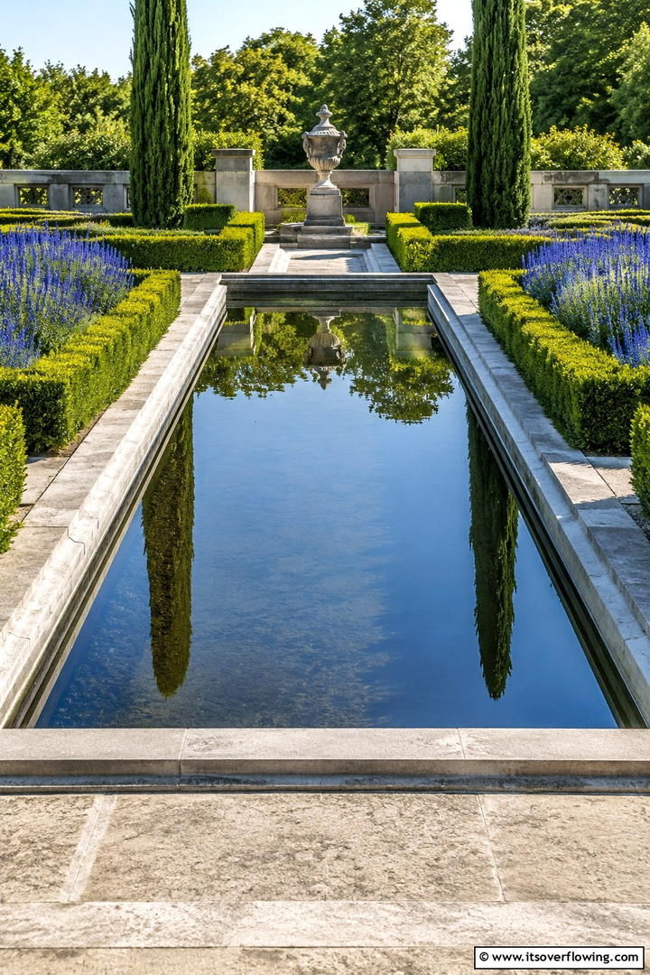 Reflective Water Feature - 30 Parterre Garden Ideas for Elegant Outdoor Spaces