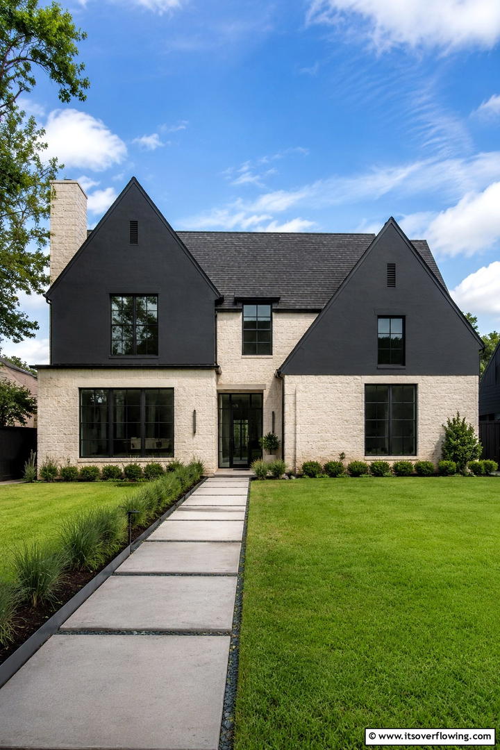 Reimagined Gable Ends - 30 Modern Tudor Exterior Ideas for Timeless Curb Appeal
