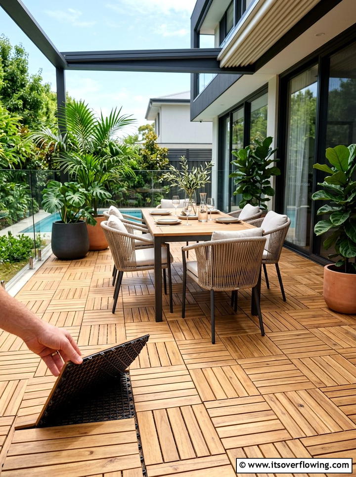 Removable Deck Tiles - 25 garden decor ideas for renters