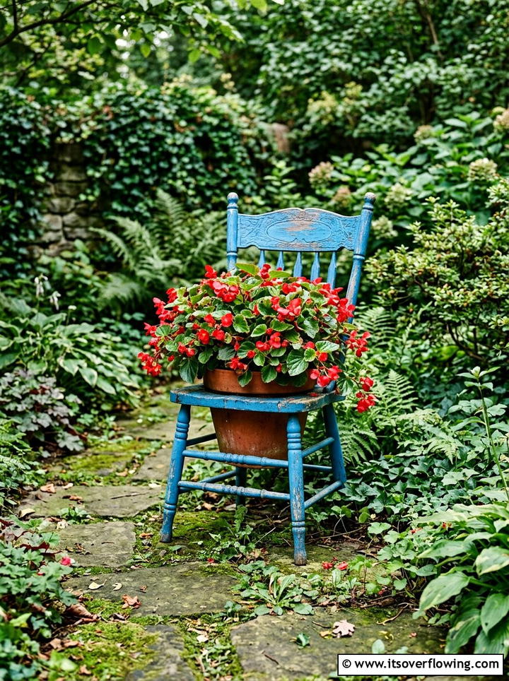 Repurposed Chair Plant Holder - 25 upcycled garden ideas