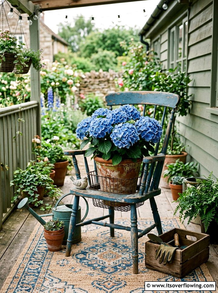 Repurposed Chair Planter - 25 upcycled garden ideas for porches