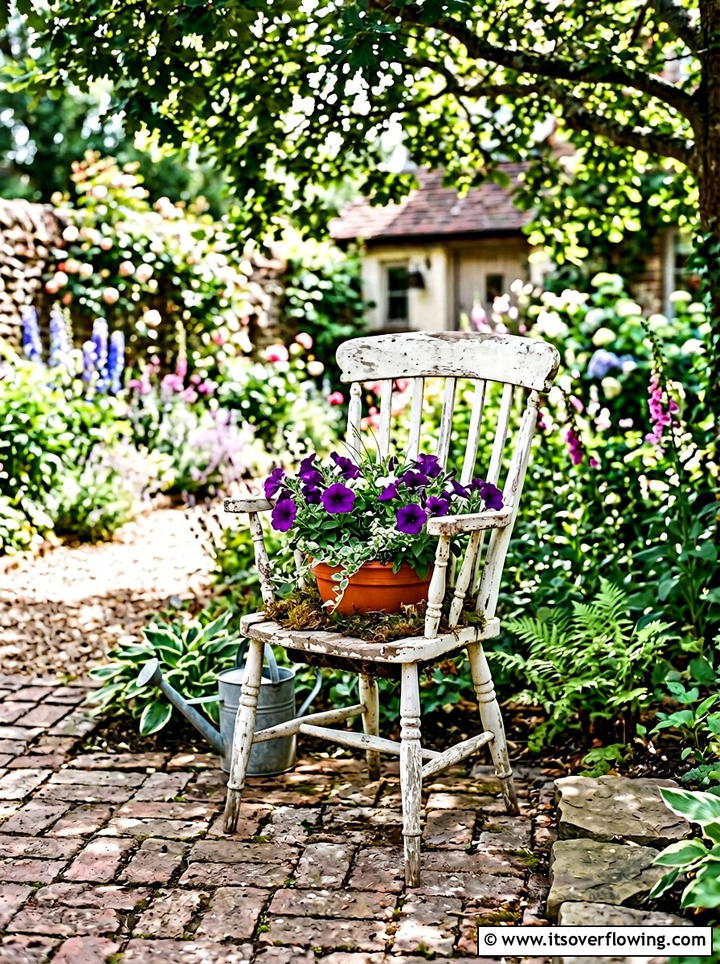 Repurposed Chair Planter - 25 upcycled garden ideas for front yards