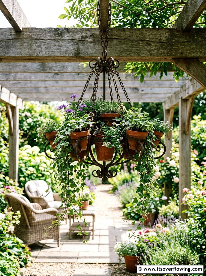 Repurposed Chandelier Garden Planter - 25 upcycled garden ideas for small gardens