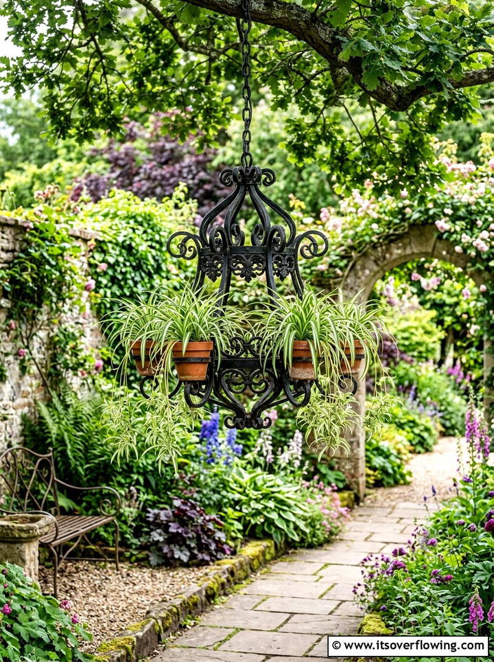 Repurposed Chandelier Planter - 25 reusing old things ideas for patio