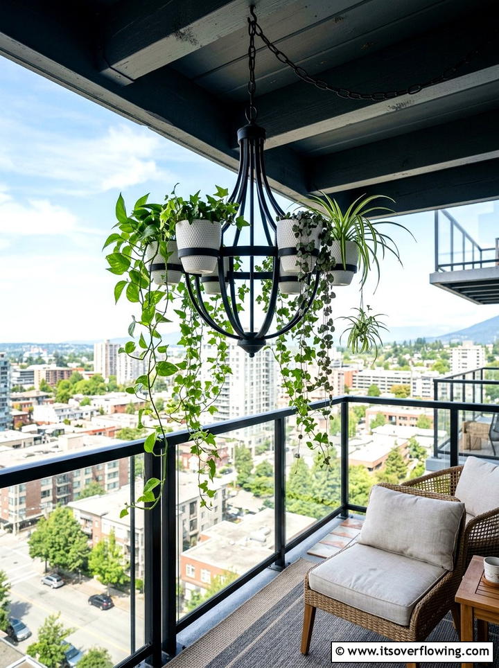 Repurposed Chandelier Planter - 25 recycled garden ideas for small spaces