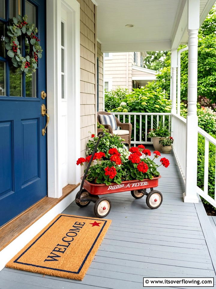 Repurposed Childs Wagon Planter - 25 upcycled garden ideas with old wagons