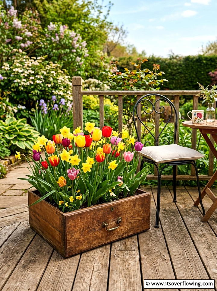 Repurposed Drawer Planter - 25 recycled garden ideas for small spaces